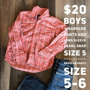 Boys Wrangler Pearl Snap Shirt and Jeans size 5-6